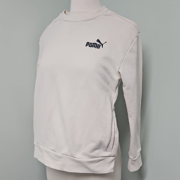 PUMA Youth Medium 10/12 Tan Cream Off White Sweatshirt with Pockets - Picture 1 of 5